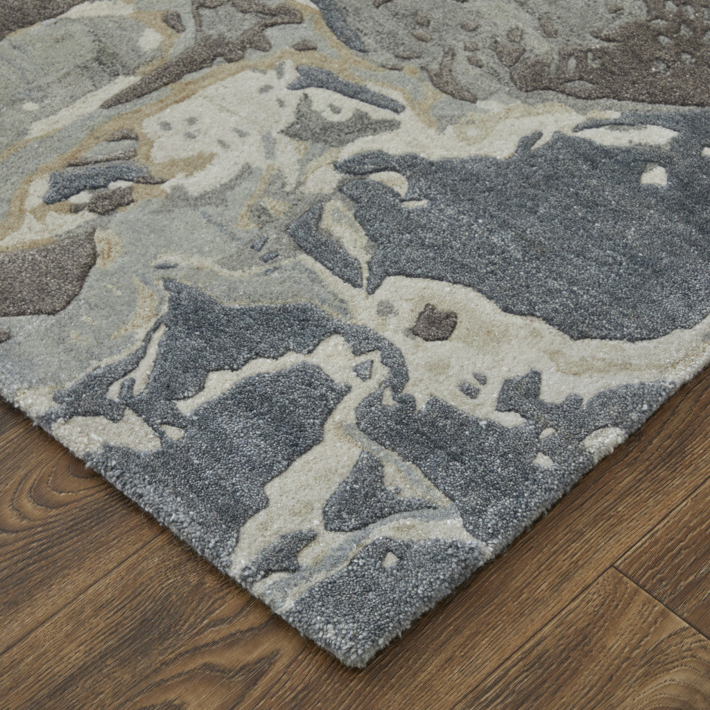 4 x 6 Ivory Taupe & Green Hand Tufted Rug