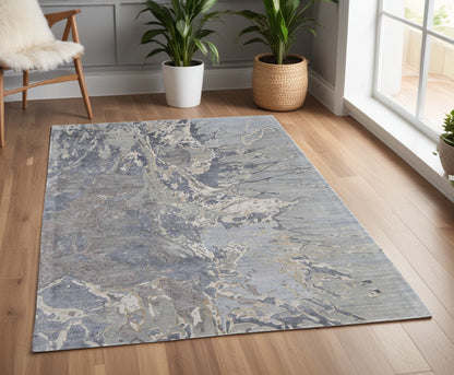 4 x 6 Ivory Taupe & Green Hand Tufted Rug