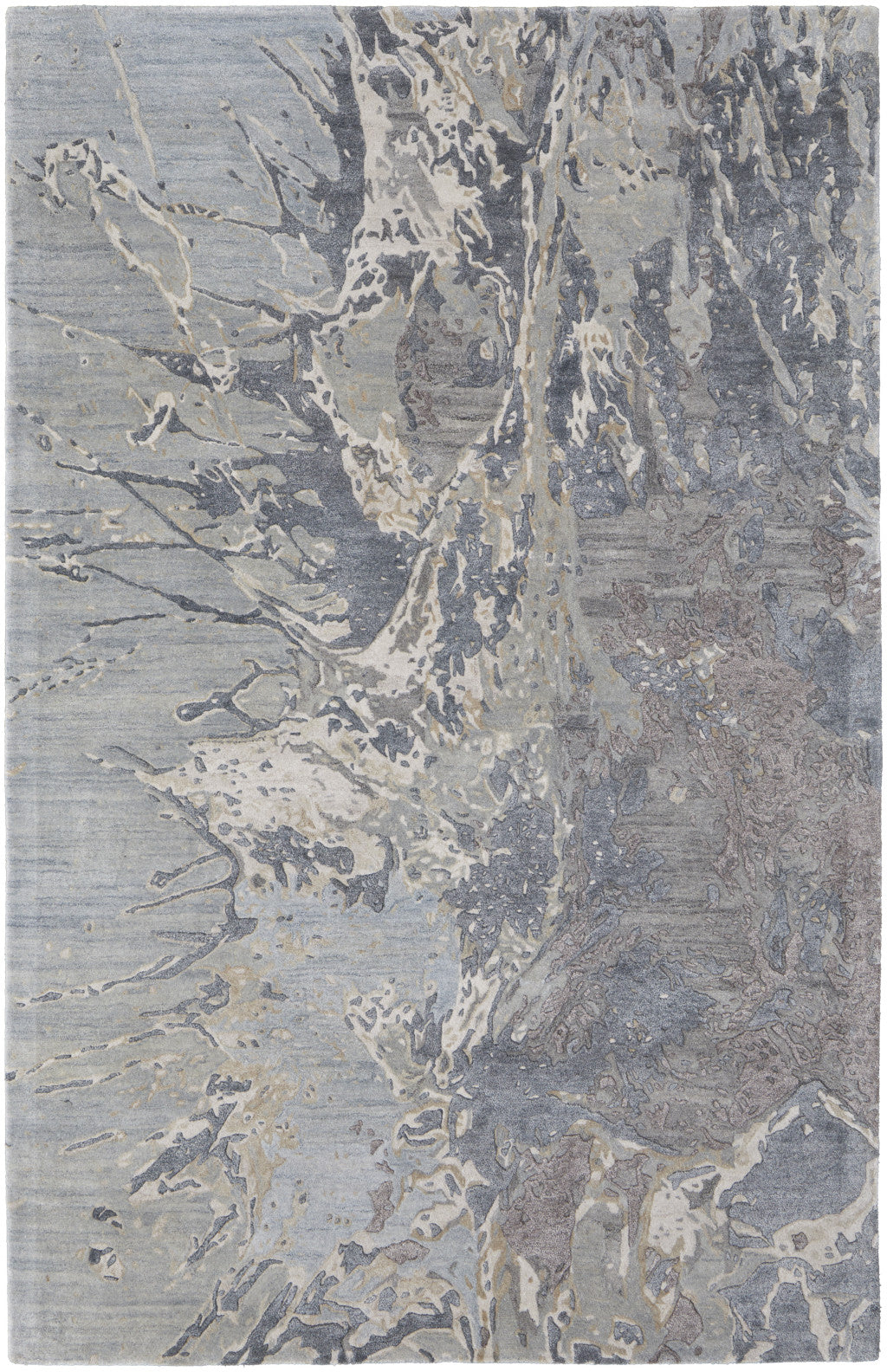 4 x 6 Ivory Taupe & Green Hand Tufted Rug
