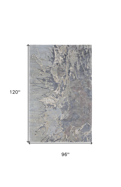 8 x 10 Ivory Taupe & Green Hand Tufted Rug
