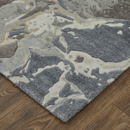 8 x 10 Ivory Taupe & Green Hand Tufted Rug