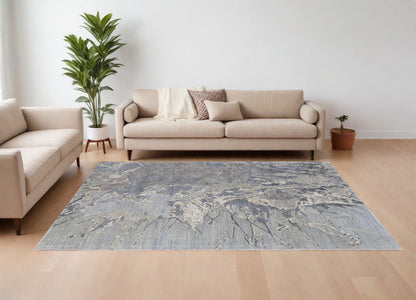 8 x 10 Ivory Taupe & Green Hand Tufted Rug