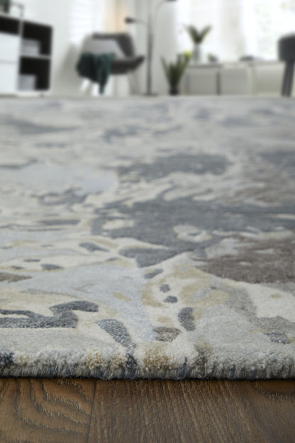 8 x 10 Ivory Taupe & Green Hand Tufted Rug