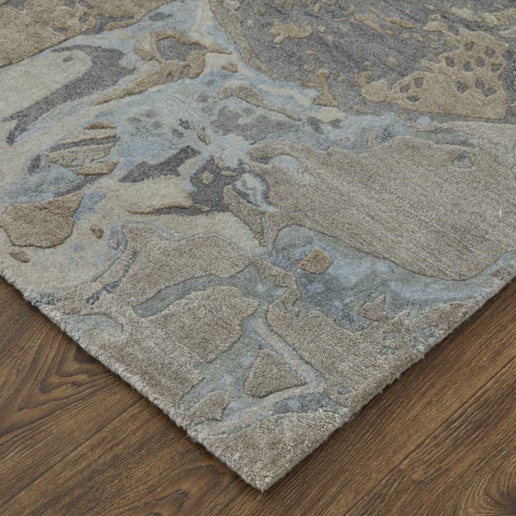 4 x 6 Gray Tan & Green Hand Tufted Rug