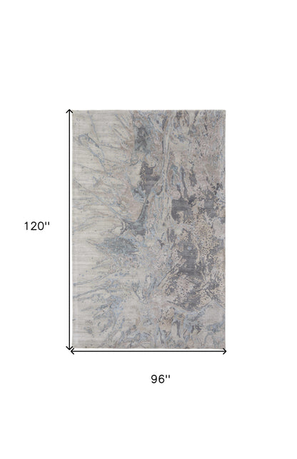 8 x 10 Gray Tan & Green Hand Tufted Rug