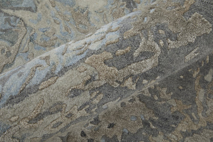 8 x 10 Gray Tan & Green Hand Tufted Rug
