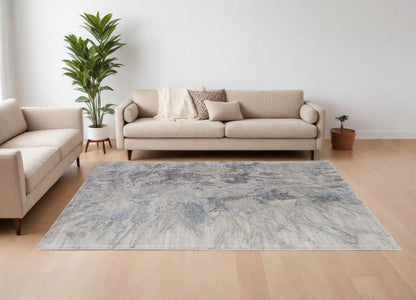 8 x 10 Gray Tan & Green Hand Tufted Rug