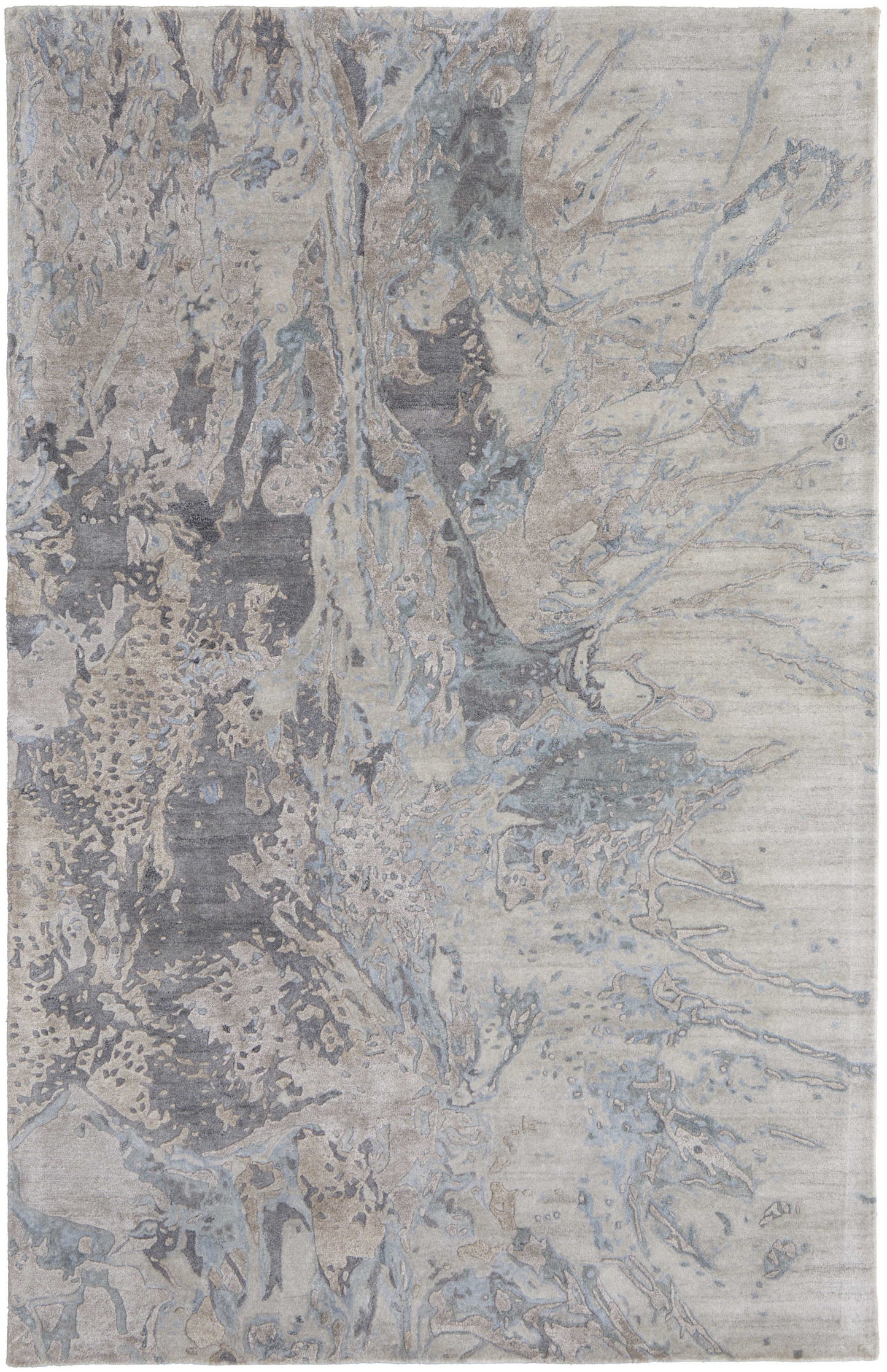 8 x 10 Gray Tan & Green Hand Tufted Rug