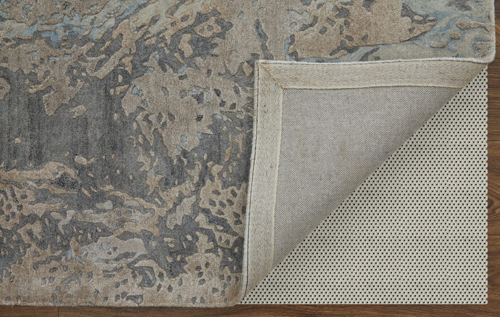 9 x 12 Gray Tan & Green Hand Tufted Rug