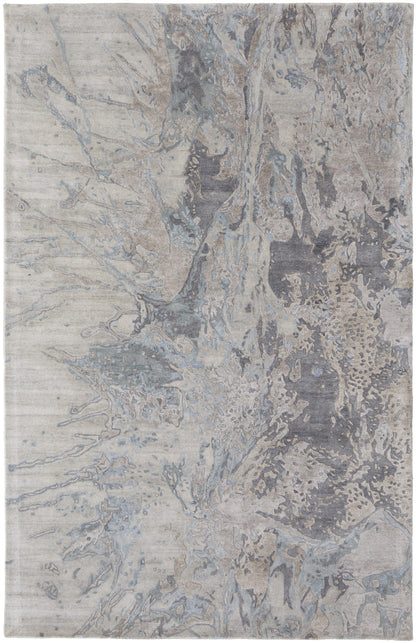 12 x 15 Gray Tan & Green Hand Tufted Rug