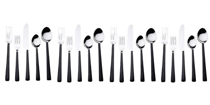 Matte Black Stainless Steel 20-Piece Hand Forged Flatware Set