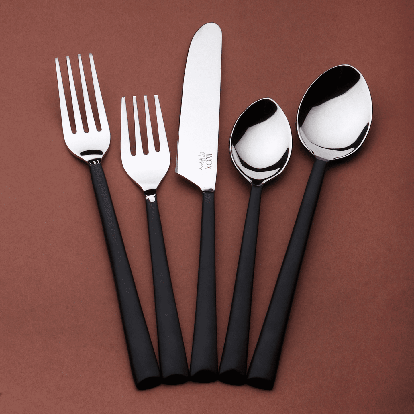 Matte Black Stainless Steel 20-Piece Hand Forged Flatware Set
