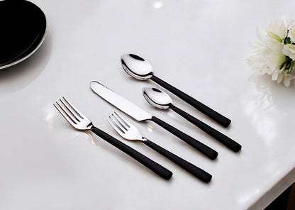Matte Black Stainless Steel 5-Piece Hand Forged Place Setting
