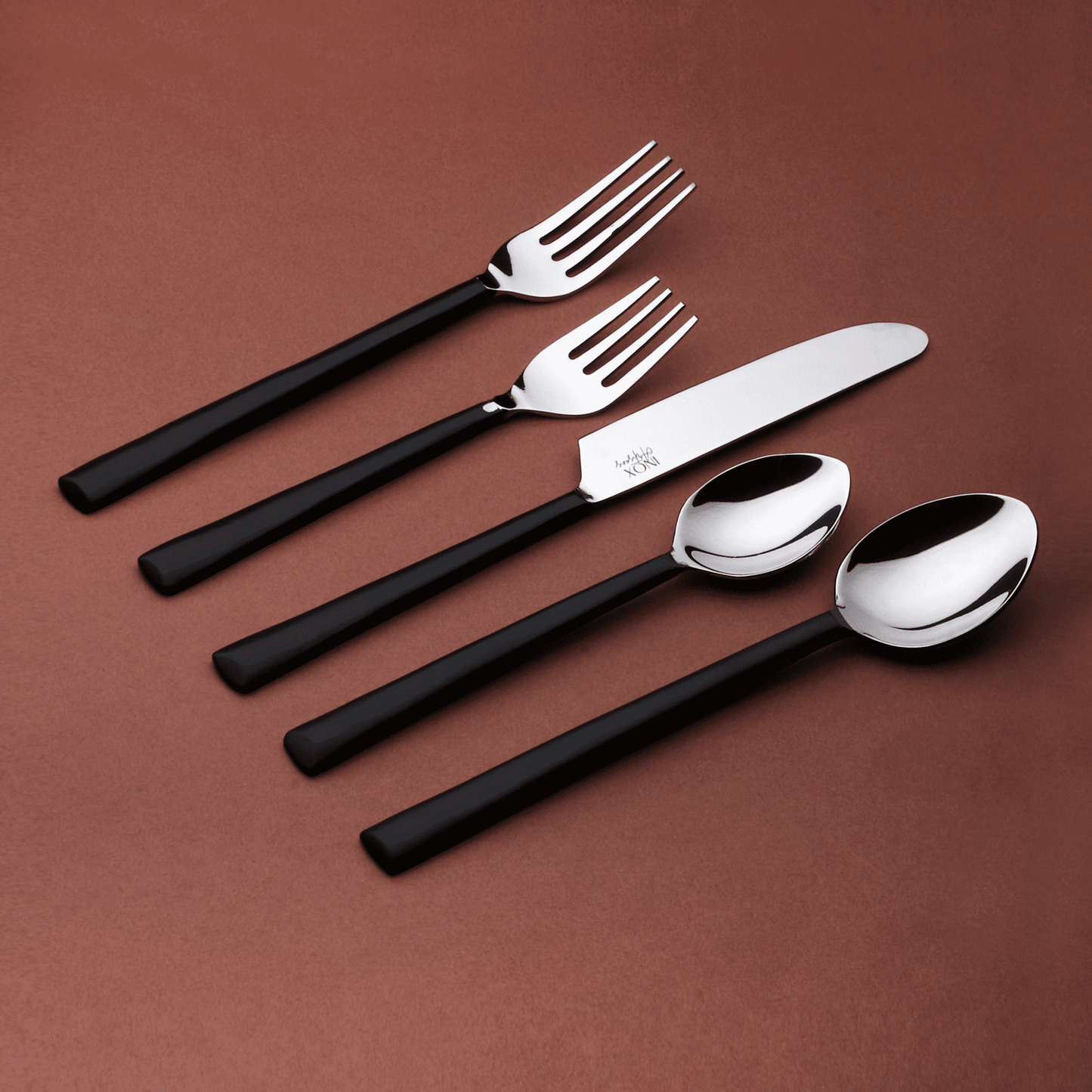Matte Black Stainless Steel 5-Piece Hand Forged Place Setting