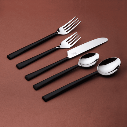 Matte Black Stainless Steel 5-Piece Hand Forged Place Setting