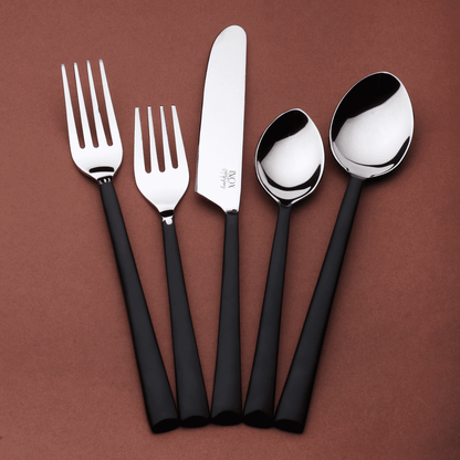Matte Black Stainless Steel 5-Piece Hand Forged Place Setting