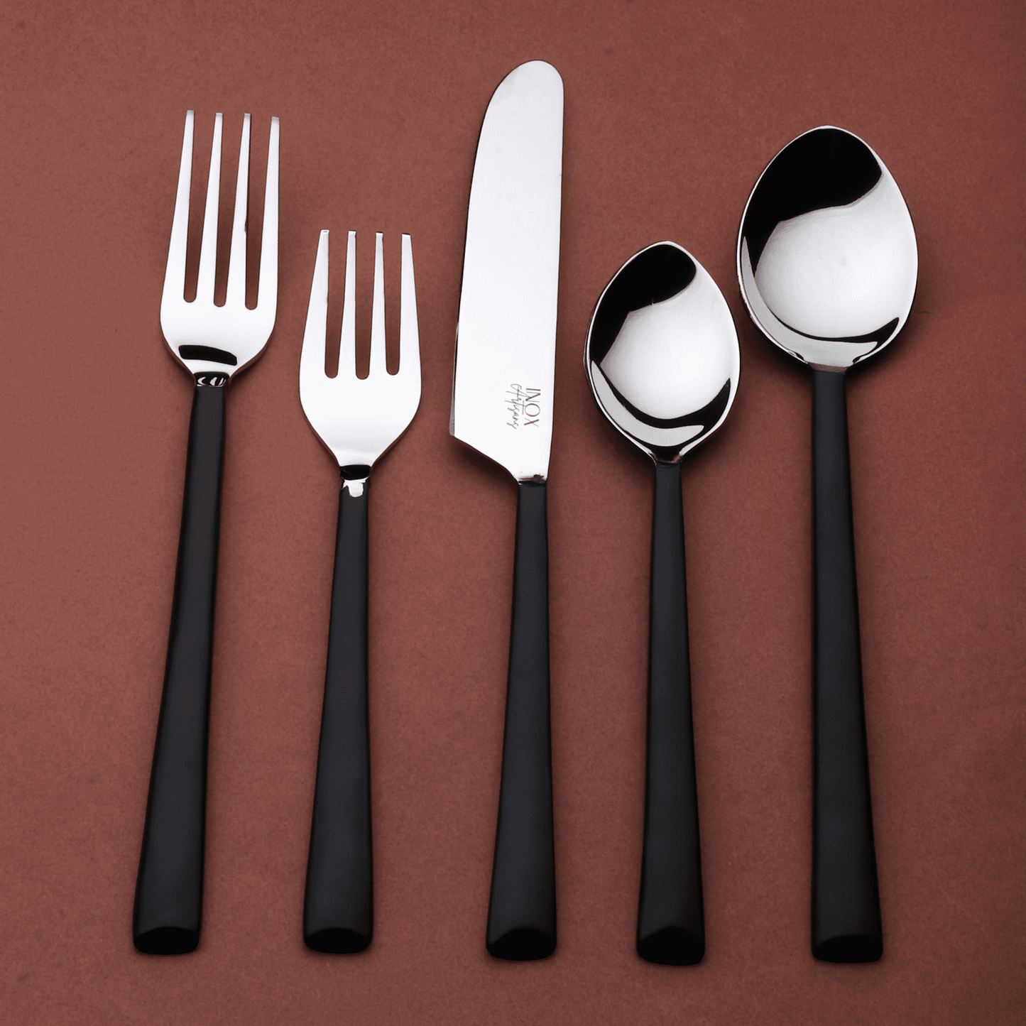 Matte Black Stainless Steel 5-Piece Hand Forged Place Setting