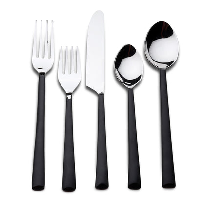 Matte Black Stainless Steel 5-Piece Hand Forged Place Setting