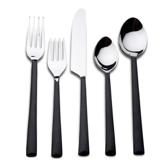 Matte Black Stainless Steel 5-Piece Hand Forged Place Setting
