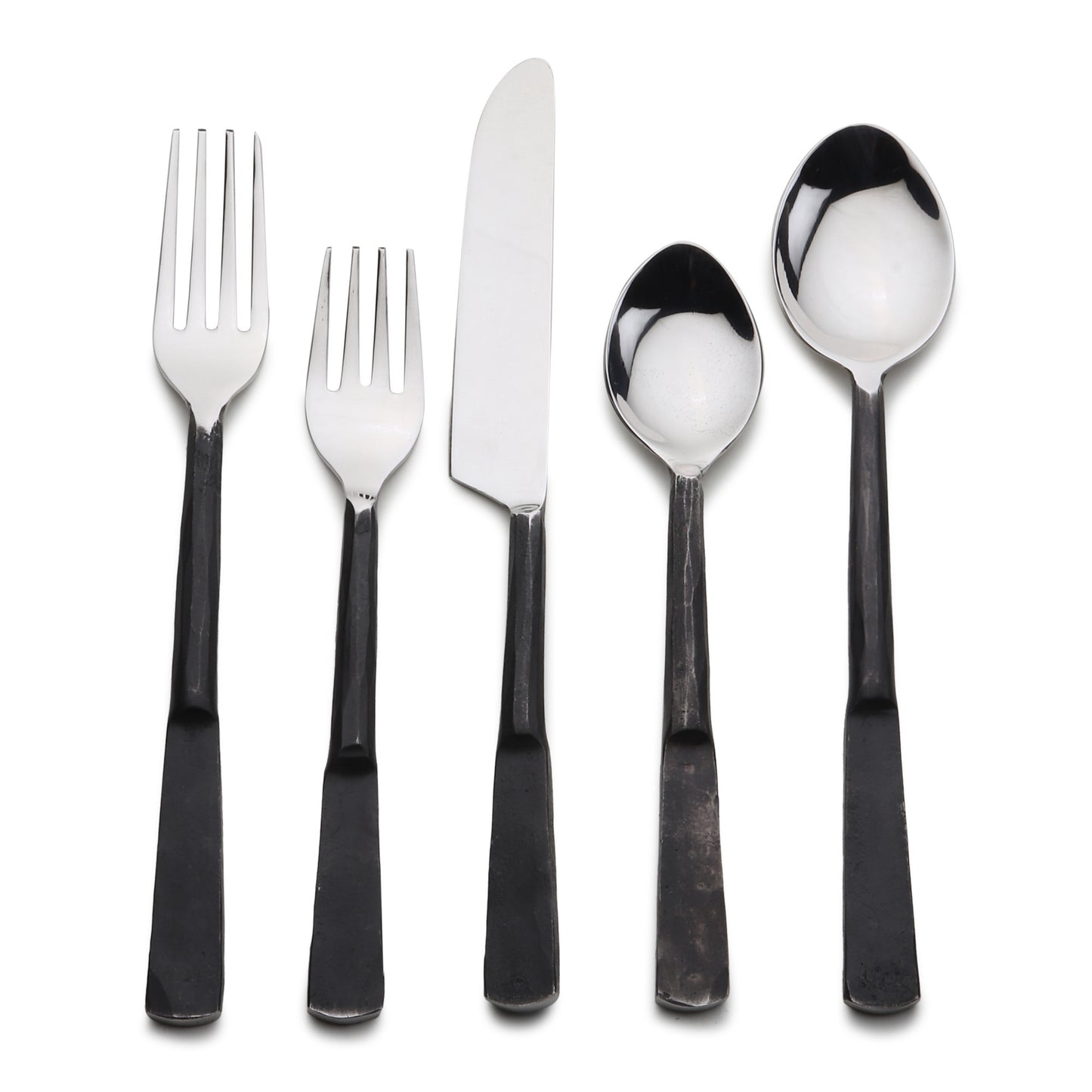 Matte Black Stainless Steel 20-Piece Hand Forged Flatware Set