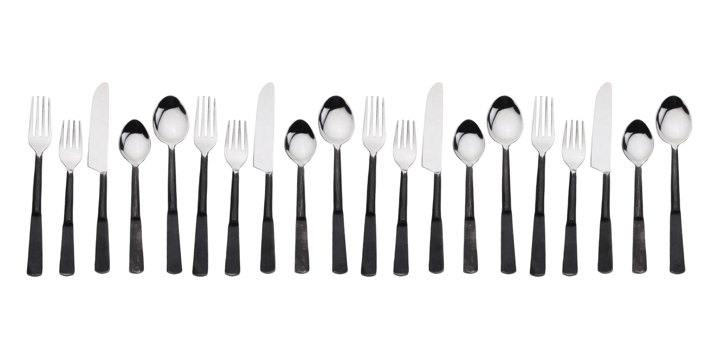 Matte Black Stainless Steel 20-Piece Hand Forged Flatware Set