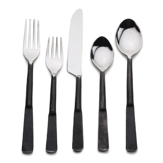 Matte Black Stainless Steel 5-Piece Hand Forged Place Setting