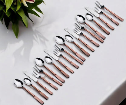 Matte Copper Stainless Steel 20-Piece Hand Forged Flatware Set