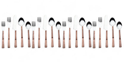 Matte Copper Stainless Steel 20-Piece Hand Forged Flatware Set