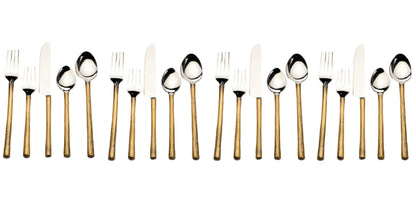 Matte Gold Stainless Steel 20-Piece Hand Forged Flatware Set