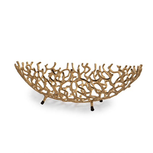 Gold Oval Faux Coral Centerpiece Bowl