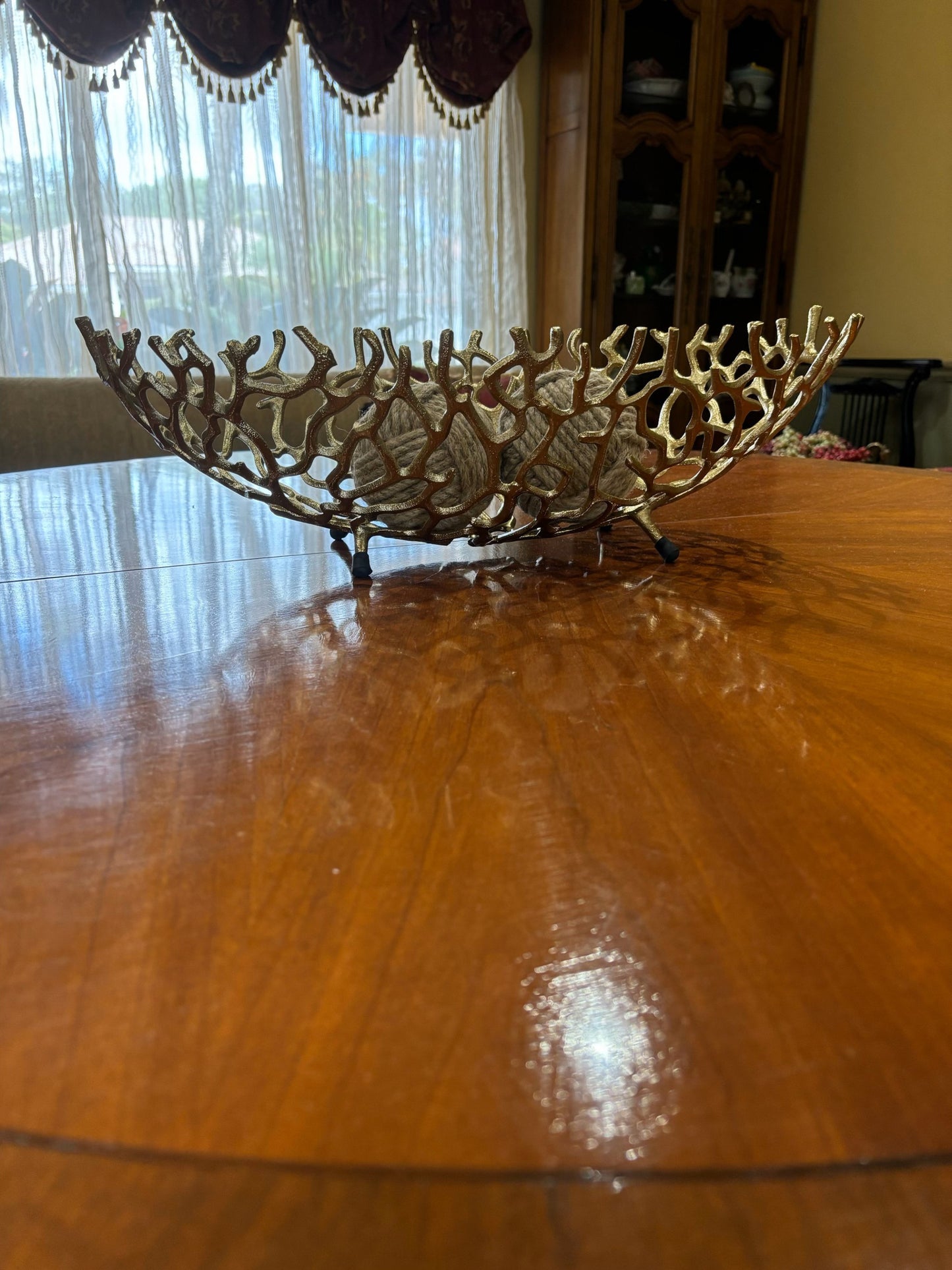 Gold Oval Faux Coral Centerpiece Bowl