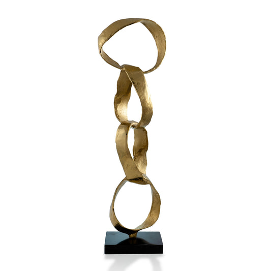 Gold & Black Marble & Aluminum Modern Abstract Tabletop Sculpture