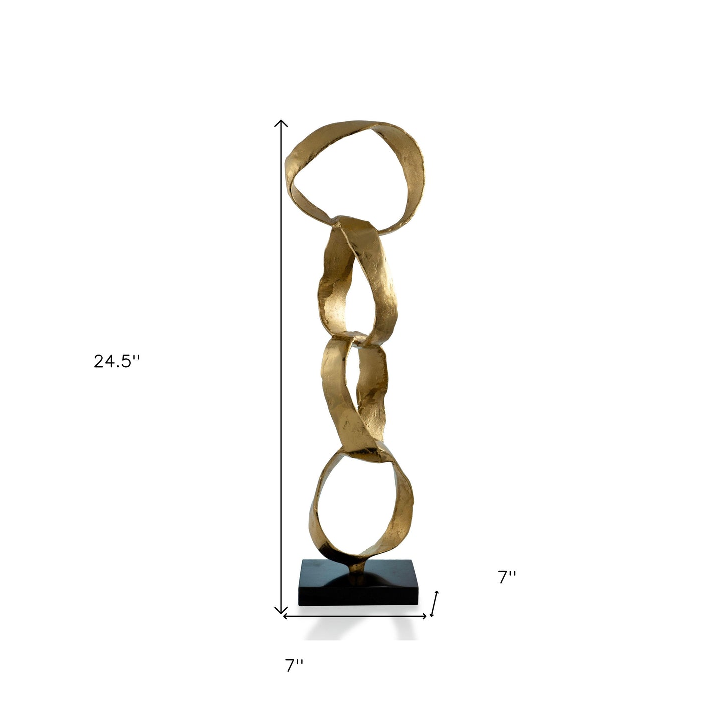 Gold & Black Marble & Aluminum Modern Abstract Tabletop Sculpture