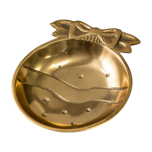 Gold Christmas Ornament Round Candy or Nut Bowl