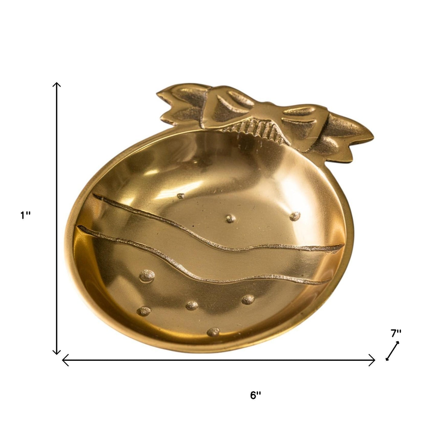 Gold Christmas Ornament Round Candy or Nut Bowl
