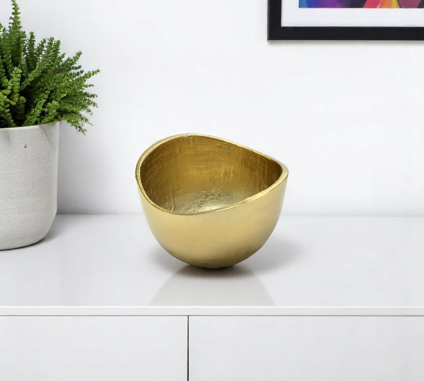 Gold Asymmetrical Edge Round Candy or Nut Bowl