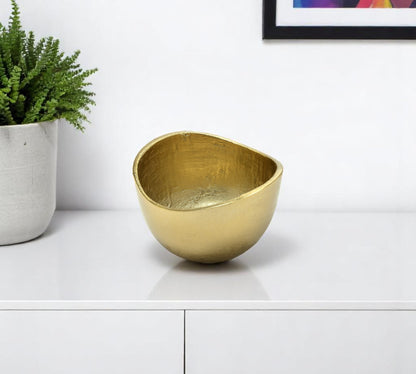Gold Asymmetrical Edge Round Candy or Nut Bowl