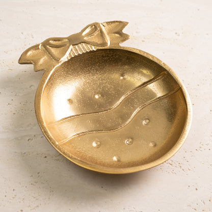 Gold Christmas Ornament Round Candy or Nut Bowl