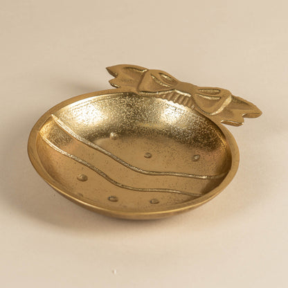 Gold Christmas Ornament Round Candy or Nut Bowl
