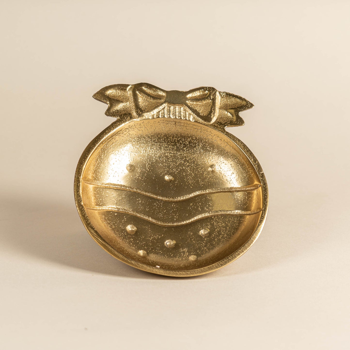Gold Christmas Ornament Round Candy or Nut Bowl
