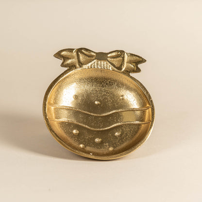 Gold Christmas Ornament Round Candy or Nut Bowl