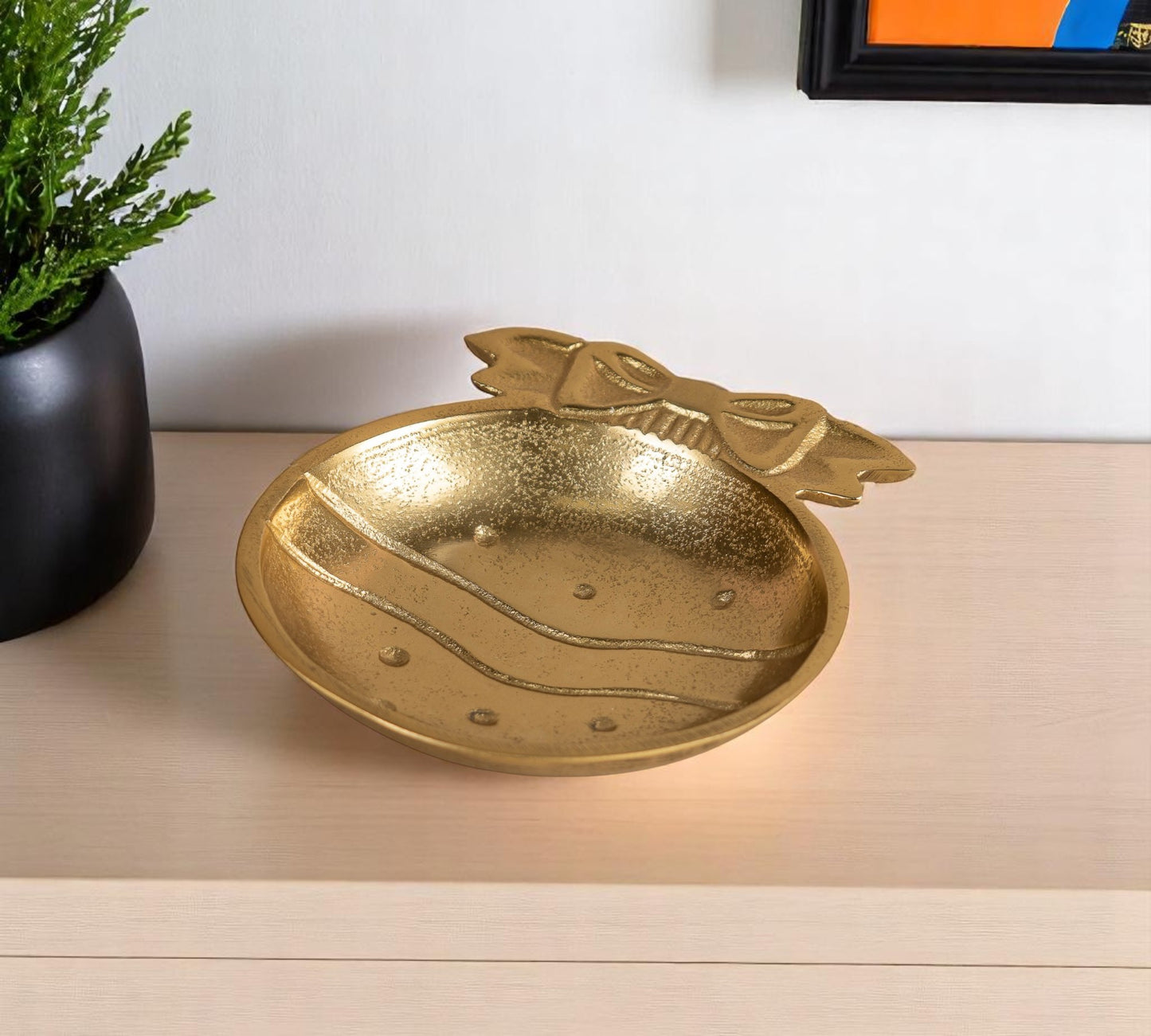 Gold Christmas Ornament Round Candy or Nut Bowl
