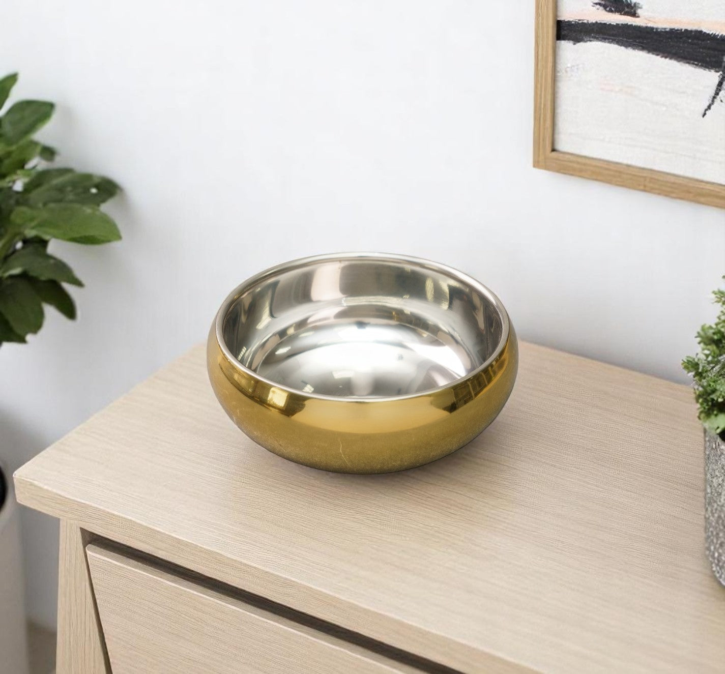 Gold And Silver Double Wall Round Candy or Nut Bowl