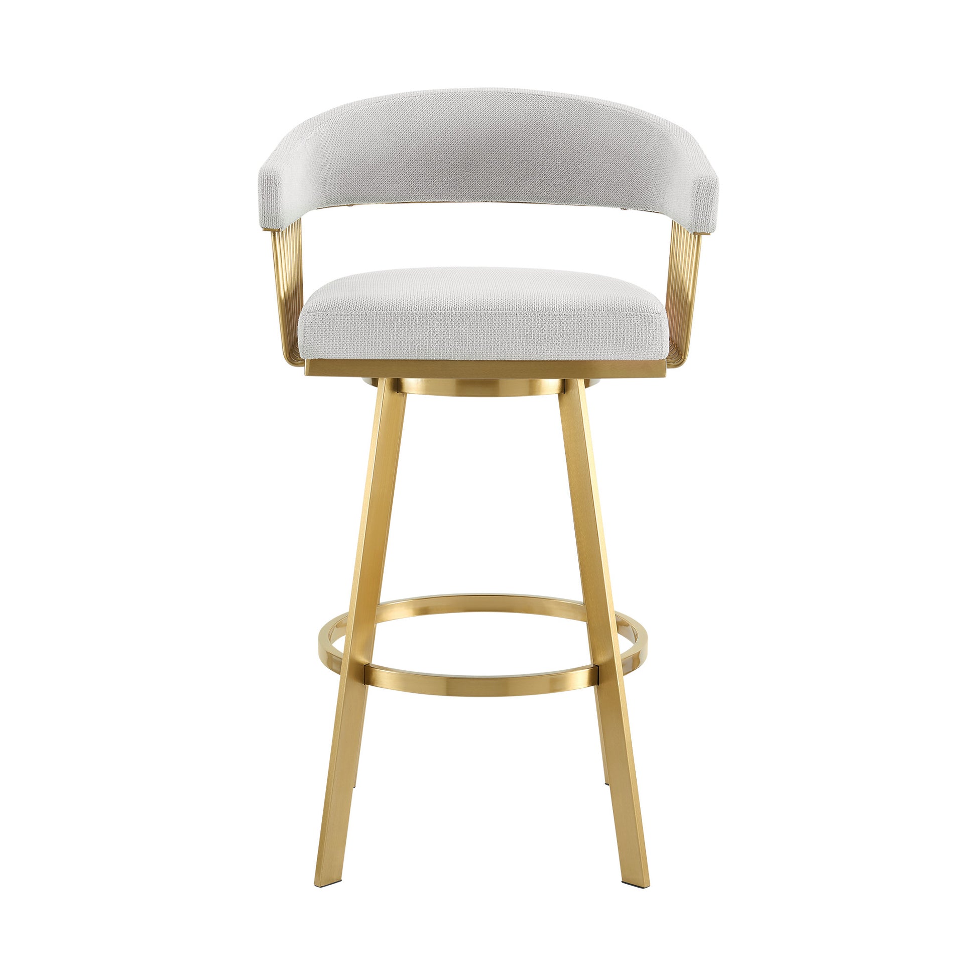 Seraphina Silver & Gold Fabric & Stainless Steel Low Back Bar Height Swivel Bar Chair