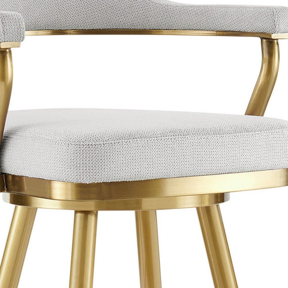 Silver & Gold Fabric & Stainless Steel Counter Height Swivel Bar Chair