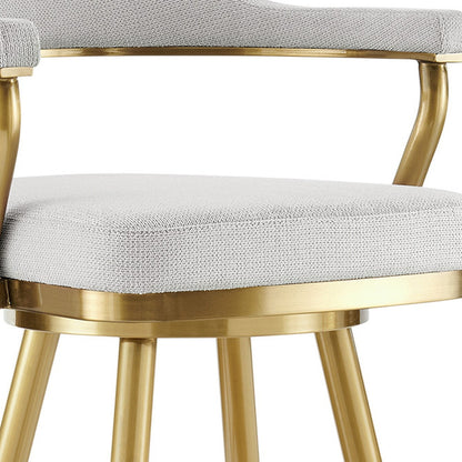 Silver & Gold Fabric & Stainless Steel Counter Height Swivel Bar Chair