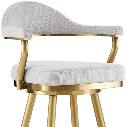 Silver & Gold Fabric & Stainless Steel Counter Height Swivel Bar Chair