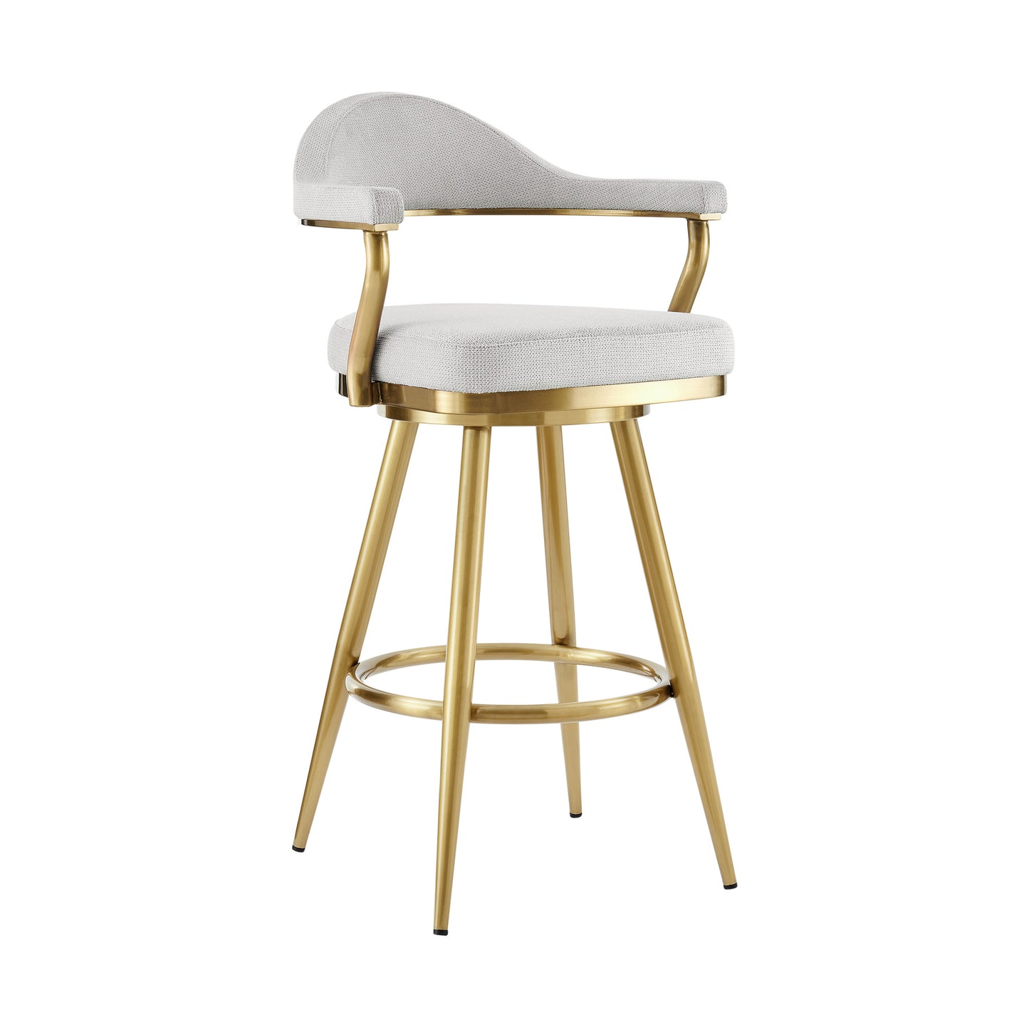 Silver & Gold Fabric & Stainless Steel Counter Height Swivel Bar Chair