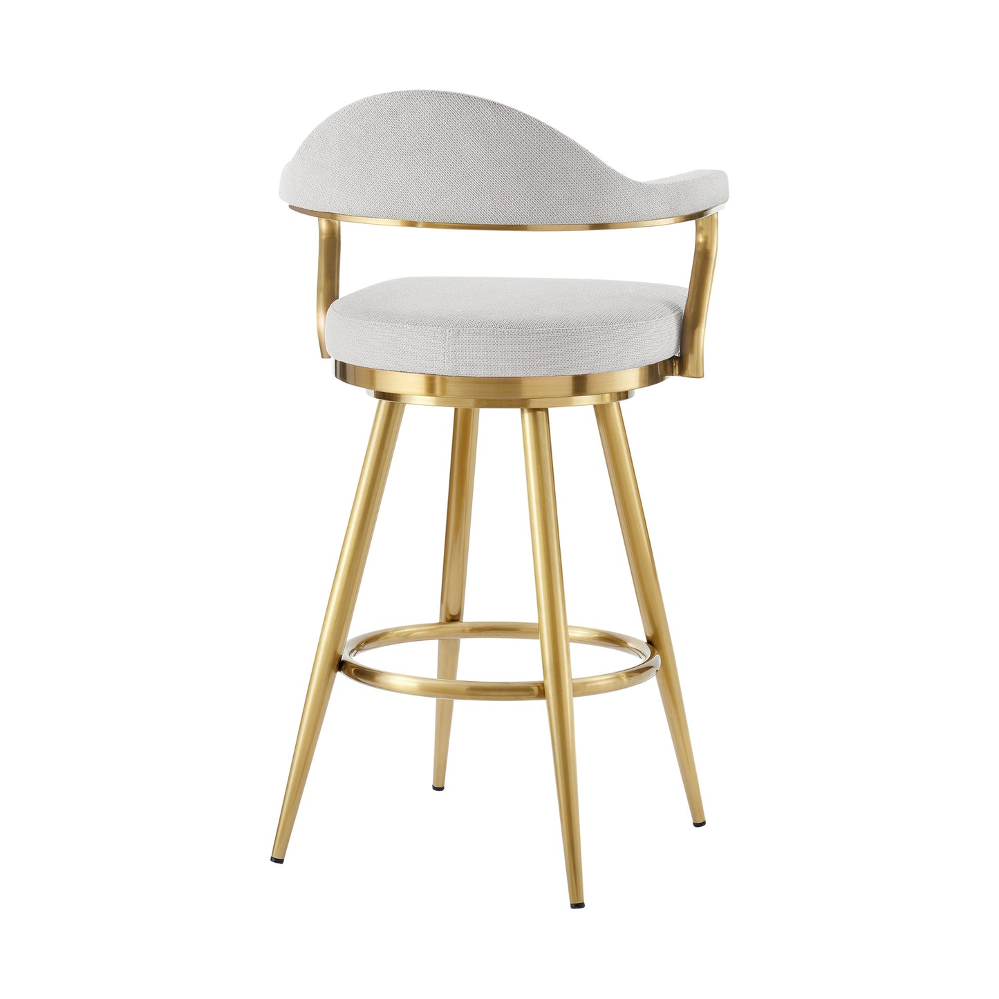 Silver & Gold Fabric & Stainless Steel Counter Height Swivel Bar Chair