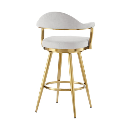 Silver & Gold Fabric & Stainless Steel Counter Height Swivel Bar Chair